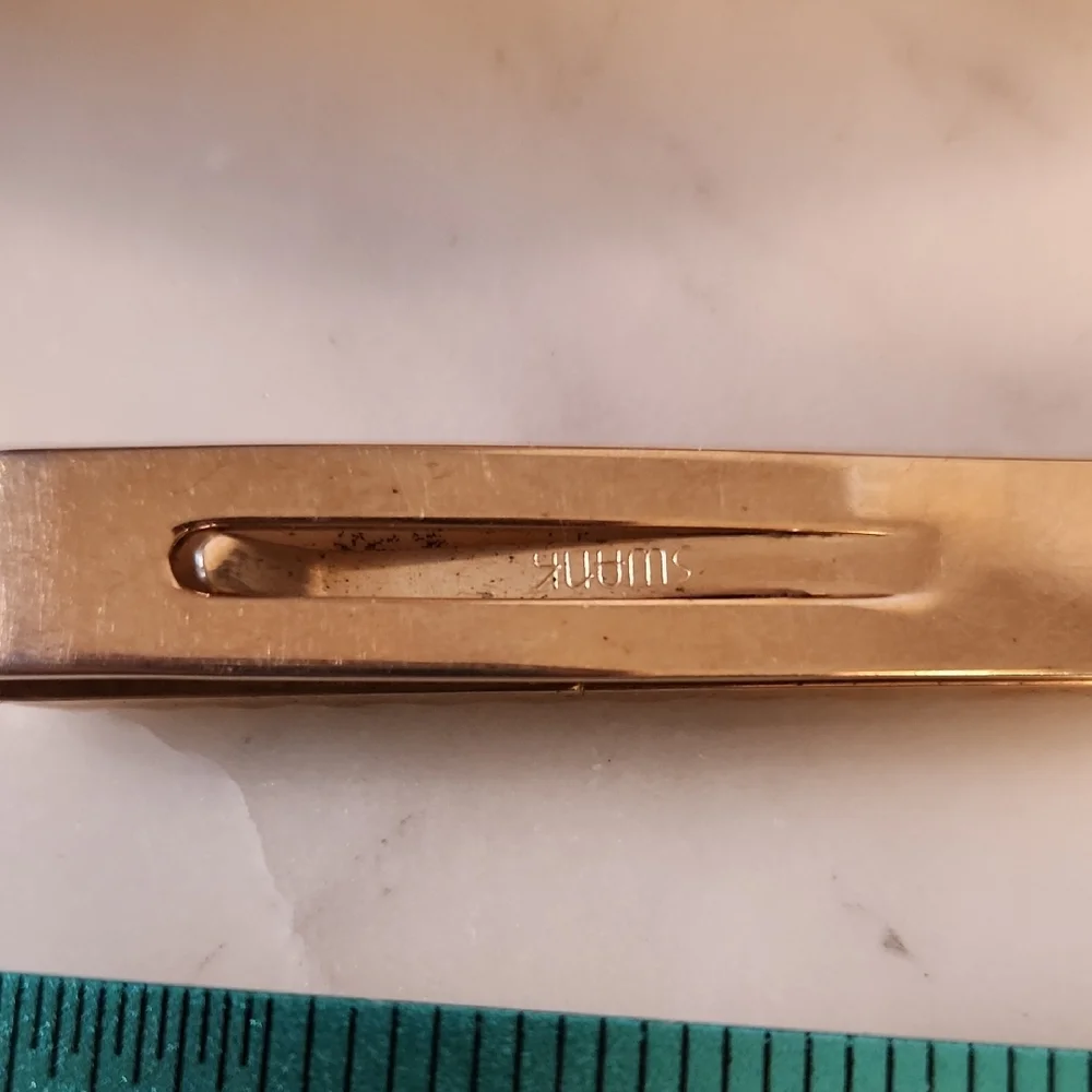 SWANK | Pink Moonstone Cufflinks | Goldtone Tie Bar/Money Clip